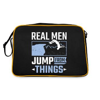 Real Men Jump From Things Cliff Jumping - Retro Bag - black/gold - Back