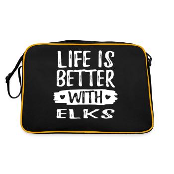 LIFE IS BETTER WITH ELKS - Retro Tasche - Schwarz/Gold - Hinten
