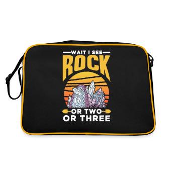 Warte Ich Sehe Einen Stein Oder Zwei Oder Drei - Retro Tasche - Schwarz/Gold - Hinten