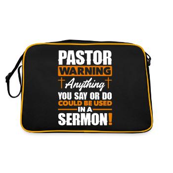 Pastor Appreciation Clergy Preacher Christian - Retro Bag - black/gold - Back