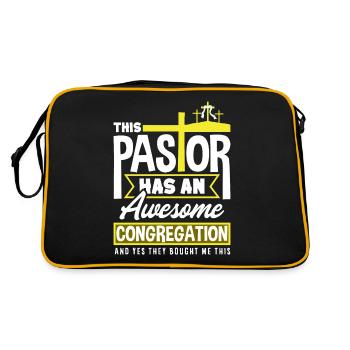 Pastor Appreciation Clergy Christian Preacher - Retro Bag - black/gold - Back