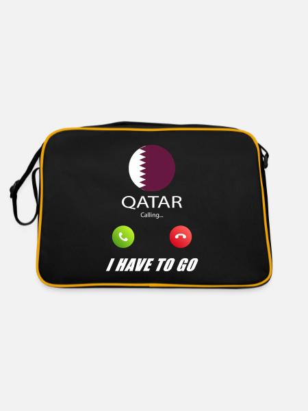 Qatar calls lusiger flags slogan - Retro Bag - black/gold - Back