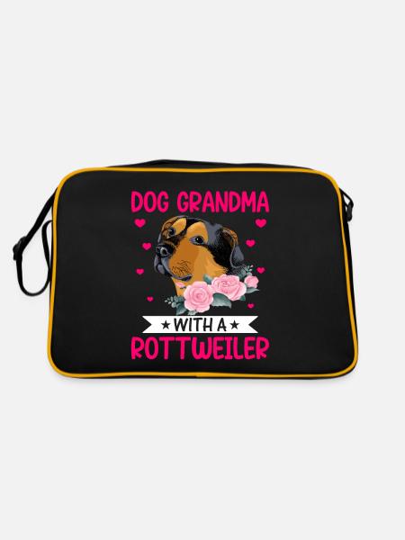 Grand-mère de chien avec Rottweiler Drôles de propriétaires de chiens - Sac Retro - noir/or - Dos