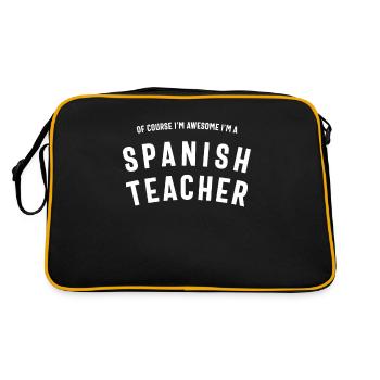 Spanish Teacher Job Occupation Birthday Worker - Retro Bag - black/gold - Back