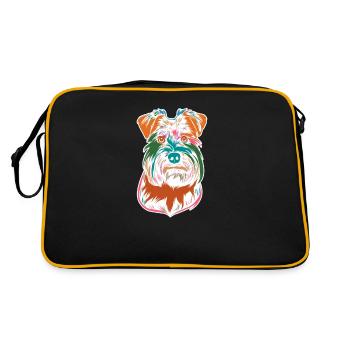 Miniature Schnauzer Colorful Portrait - miniature - Retro Bag - black/gold - Back