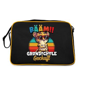 Bääm Grundschule Geschafft - Retro Tasche - Schwarz/Gold - Hinten