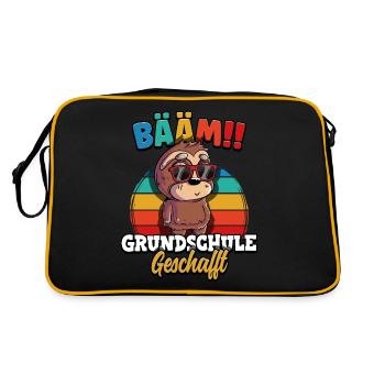 Bääm Grundschule Geschafft - Retro Tasche - Schwarz/Gold - Hinten