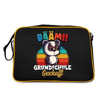 Bääm Grundschule Geschafft - Retro Tasche - Schwarz/Gold - Hinten