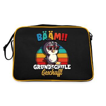 Bääm Grundschule Geschafft - Retro Tasche - Schwarz/Gold - Hinten