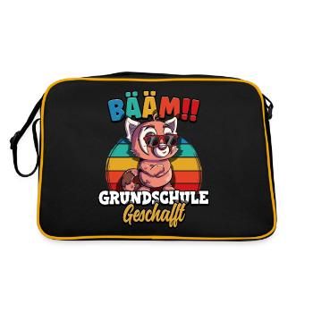 Bääm Grundschule Geschafft - Retro Tasche - Schwarz/Gold - Hinten
