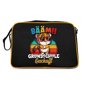 Bääm Grundschule Geschafft - Retro Tasche - Schwarz/Gold - Hinten