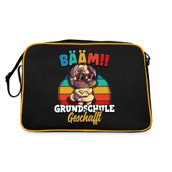 Bääm Grundschule Geschafft - Retro Tasche - Schwarz/Gold - Hinten