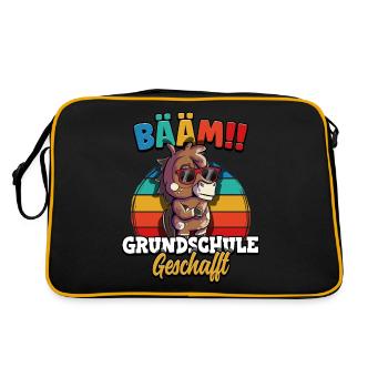 Bääm Grundschule Geschafft - Retro Tasche - Schwarz/Gold - Hinten