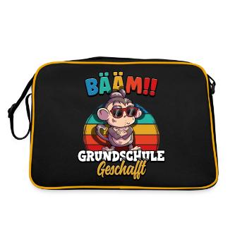 Bääm Grundschule Geschafft - Retro Tasche - Schwarz/Gold - Hinten
