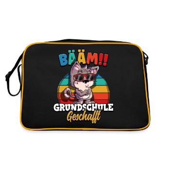 Bääm Grundschule Geschafft - Retro Tasche - Schwarz/Gold - Hinten