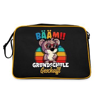 Bääm Grundschule Geschafft - Retro Tasche - Schwarz/Gold - Hinten
