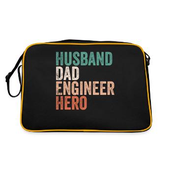 Husband Dad Engineer Hero, Gift Engineer Dad - Sac Retro - noir/or - Dos
