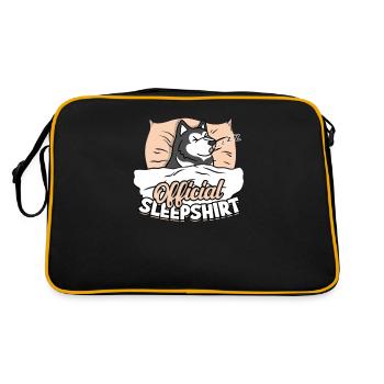 Offizielles Schlafhemd - sibirischer Husky - Retro Tasche - Schwarz/Gold - Hinten