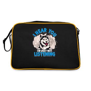 I hear you I'm just not listening - husky dog - Retro Bag - black/gold - Back