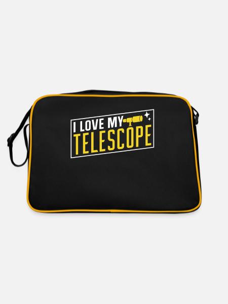 I love my telescope space stars universe - Retro Bag - black/gold - Back