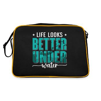Freitaucher Tauchen Apnoe Freitauchen Geschenk - Retro Tasche - Schwarz/Gold - Hinten