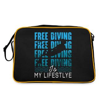 Freitaucher Freitauchen Tauchen Apnoe Geschenk - Retro Tasche - Schwarz/Gold - Hinten