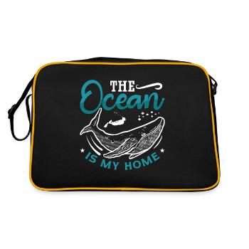 Freitaucher Apnoe Freitauchen Meer Geschenk - Retro Tasche - Schwarz/Gold - Hinten
