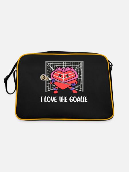 I Love The Goalie Lacrosse Geschenk - Retro Tasche - Schwarz/Gold - Hinten