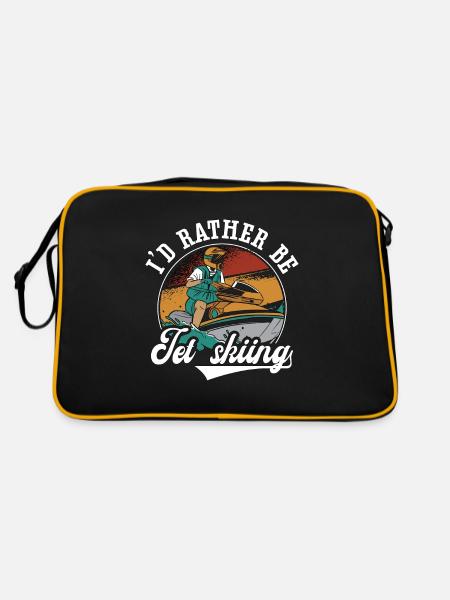 Jetski Urlaub Meer Sommer Wassersport See Geschenk - Retro Tasche - Schwarz/Gold - Hinten