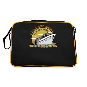 Kreuzfahrt I Kreuzfahrtschiff Urlaub Motiv für - Retro Tasche - Schwarz/Gold - Hinten