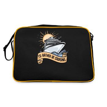 Kreuzfahrt I Kreuzfahrtschiff Urlaub Motiv für - Retro Tasche - Schwarz/Gold - Hinten