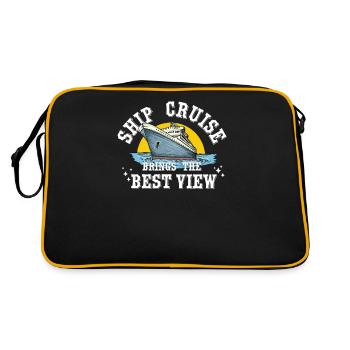 Kreuzfahrt I Kreuzfahrtschiff Urlaub Motiv für - Retro Tasche - Schwarz/Gold - Hinten