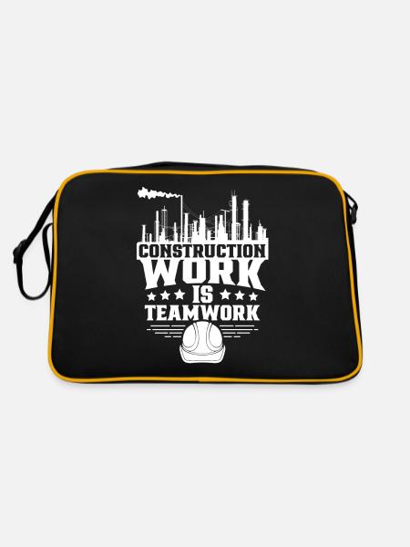 Construction work is teamwork Teamwork Construction site Construction - Retro Bag - black/gold - Back