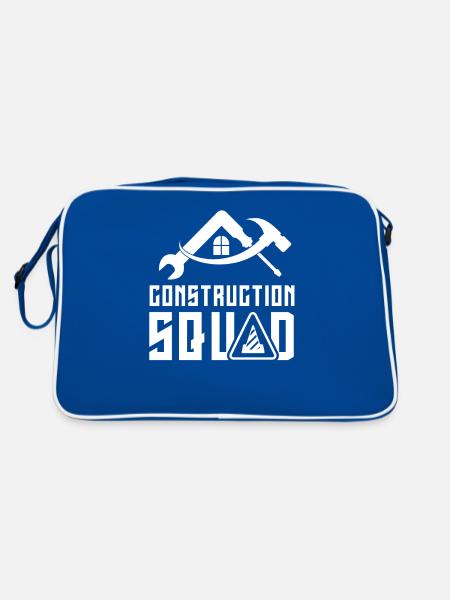 Bautrupp Teamwork Bau Team Baustelle Bauarbeiter - Retro Tasche - Blau/Weiß - Hinten