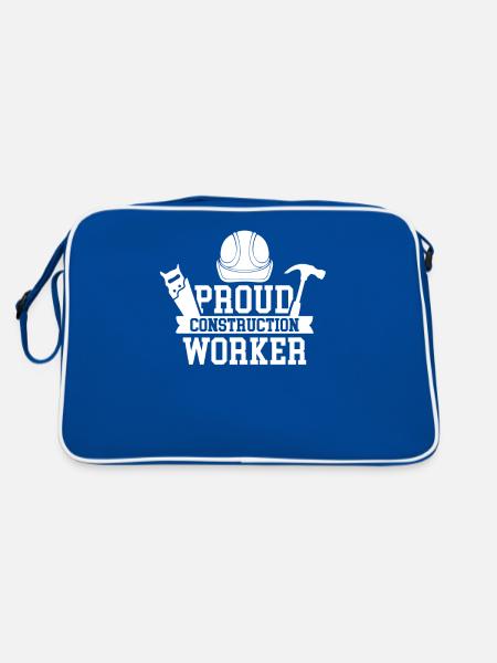 Proud construction worker Construction site Team Construction Teamwork - Retro Bag - blue/white - Back