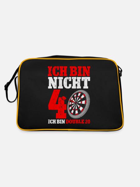 Ich bin nicht 40 ich bin double 20 Geburtstag - Retro Tasche - Schwarz/Gold - Hinten
