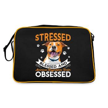 Selig Staffordshire Terrier Besessen Spaß - Retro Tasche - Schwarz/Gold - Hinten