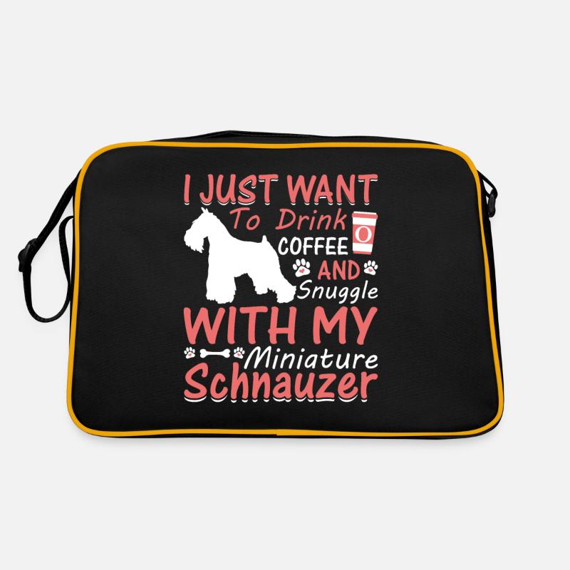 Coffee Drink Cuddle Miniature Schnauzer - Retro Bag - black/gold