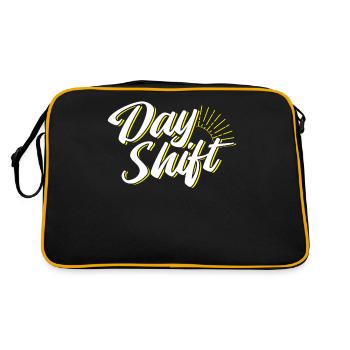 Tagschicht Schichtdienst Sprüche Schichtarbeit - Retro Tasche - Schwarz/Gold - Hinten