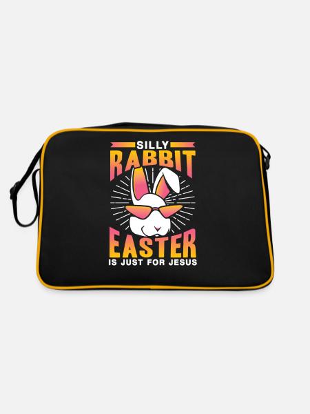 Dummer Hase Ostern Ist Nur Für Jesus Osterfest - Retro Tasche - Schwarz/Gold - Hinten