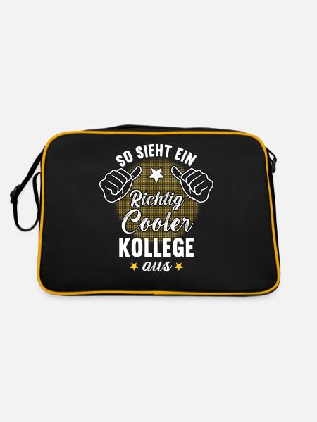 So Sieht Ein Richtig Cooler Kollege aus Bürohumor - Retro Tasche - Schwarz/Gold - Hinten