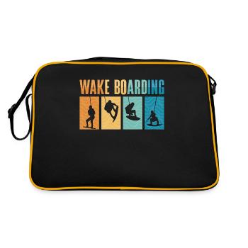 Wakeboard Wakeboarder Wakeboarding Cadeau - Sac Retro - noir/or - Dos