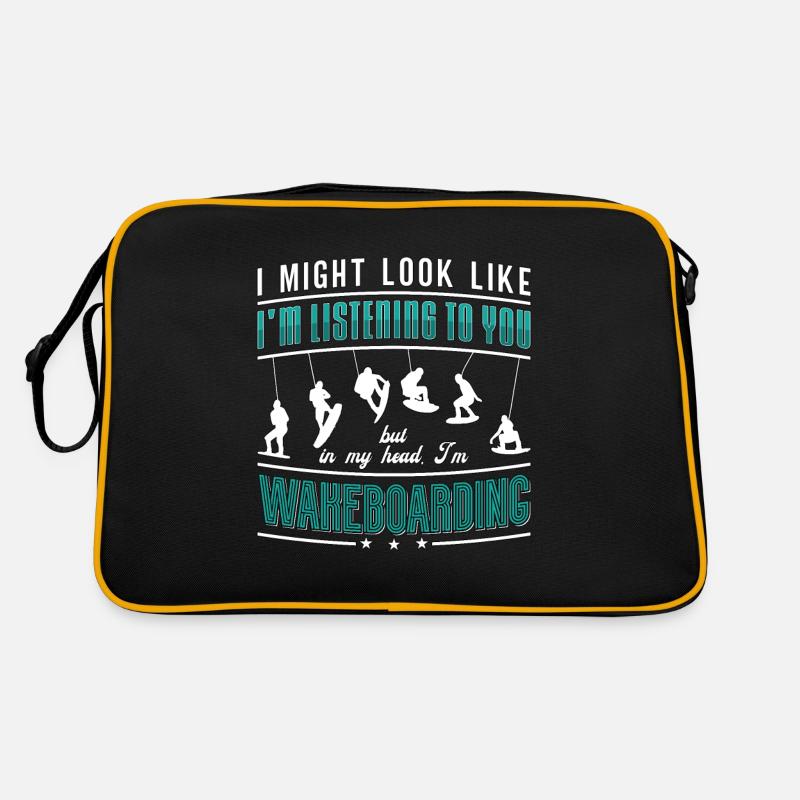 Wakeboard Wakeboarding Wakeboarder Wake Cadeau - Sac Retro - noir/or