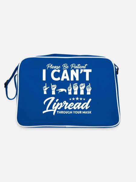 Hörgerät Gebärdensprache Gehörlose - Retro Tasche - Blau/Weiß - Hinten
