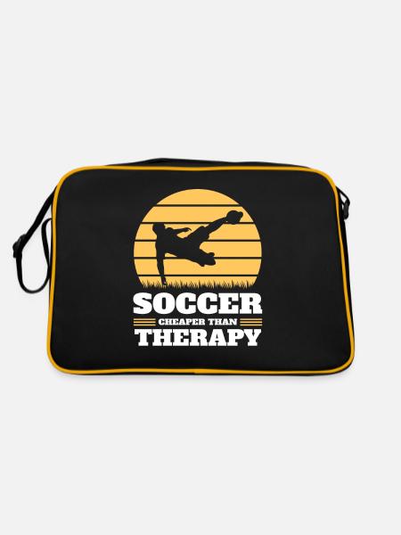 Funny football cheaper than therapy - Retro Bag - black/gold - Back