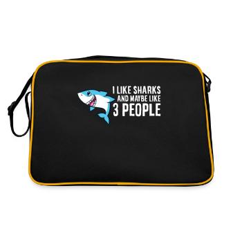 J’aime les requins et peut-être comme 3 personnes aiment les requins - Sac Retro - noir/or - Dos