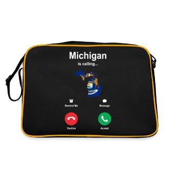 Reisendes Michigan geschenk - Retro Tasche - Schwarz/Gold - Hinten
