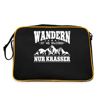 Wandern ist wie spazieren Wanderer Wander - Retro Tasche - Schwarz/Gold - Hinten
