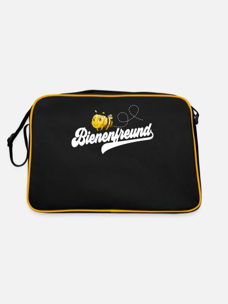 Bienenzüchter Imker Bienenfreund - Retro Tasche - Schwarz/Gold - Hinten