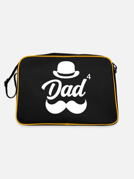 Father Of Four Children Daddy Papa Father Day - Retro Bag - black/gold - Back
